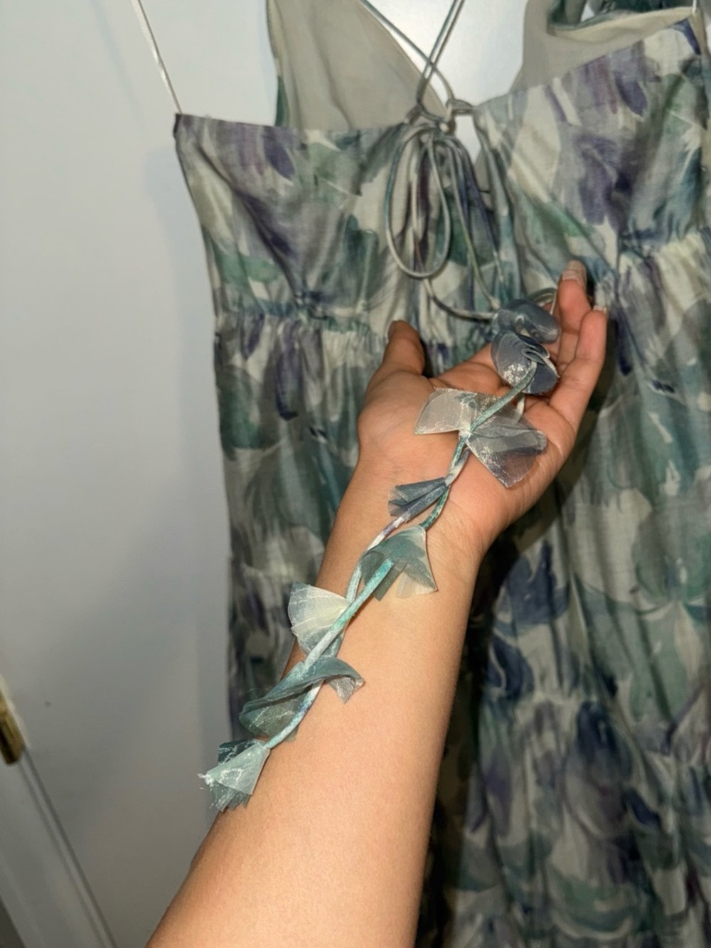 Lucy Paris Blue and Mint Floral Tiered Midi Dress - Picture 7 of 10